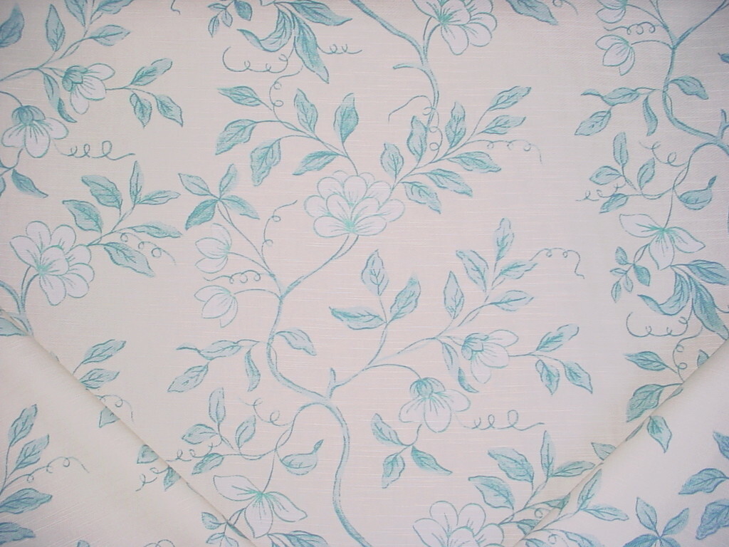 10-7/8Y GP J Baker PP50345 Opera Trail Aqua Floral Cotton Upholstery Fabric