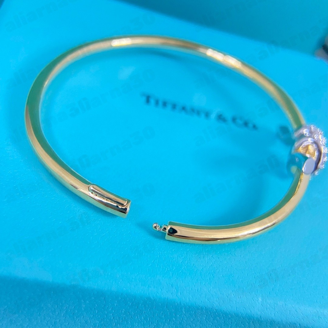 New.Tliffany&CoKnot Bangle 18K&White+Gold Diamond