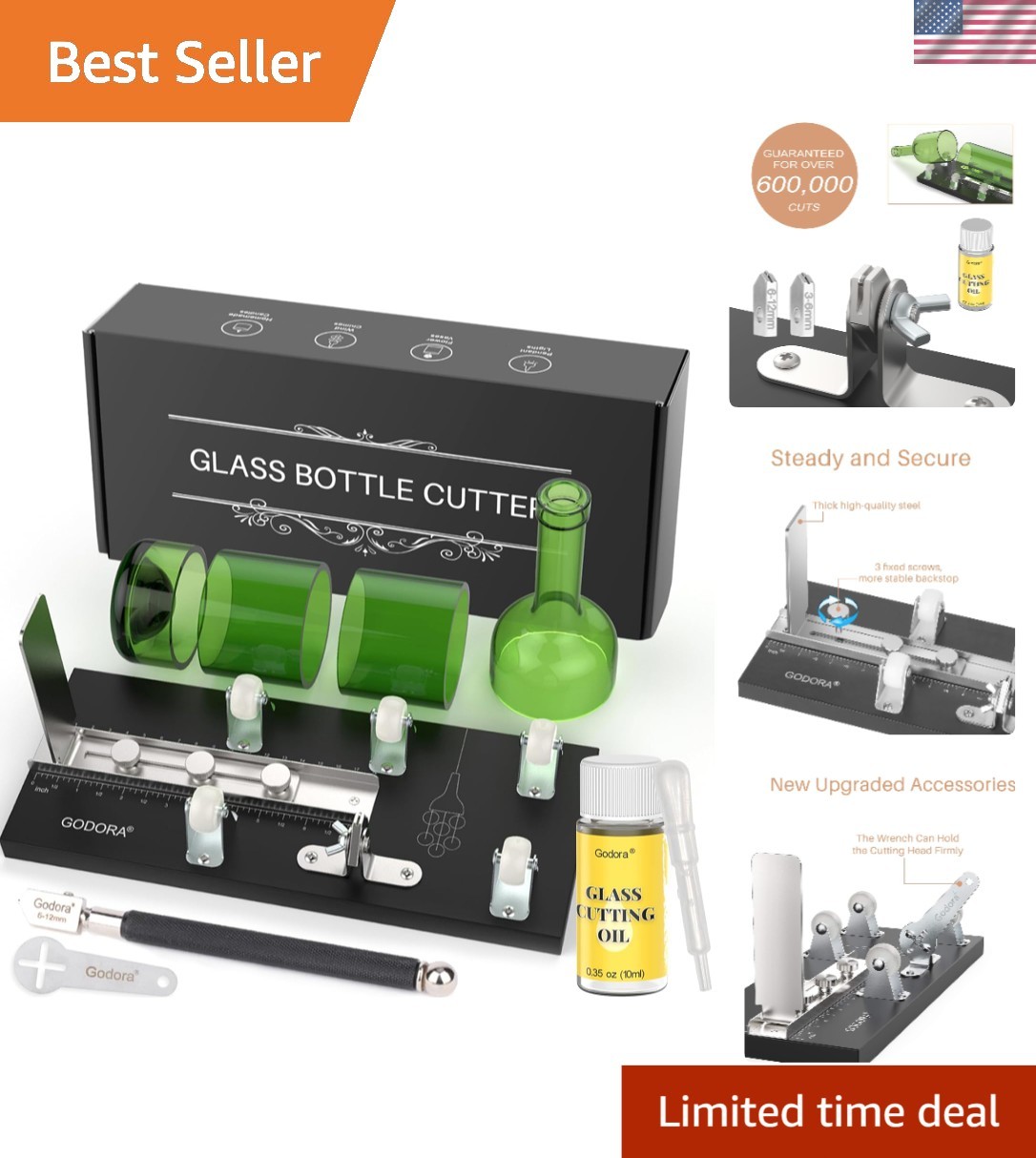 Glass Bottle Cutter Set with Cutting Oil DIY Glass Bottle Cutting Tool Kit