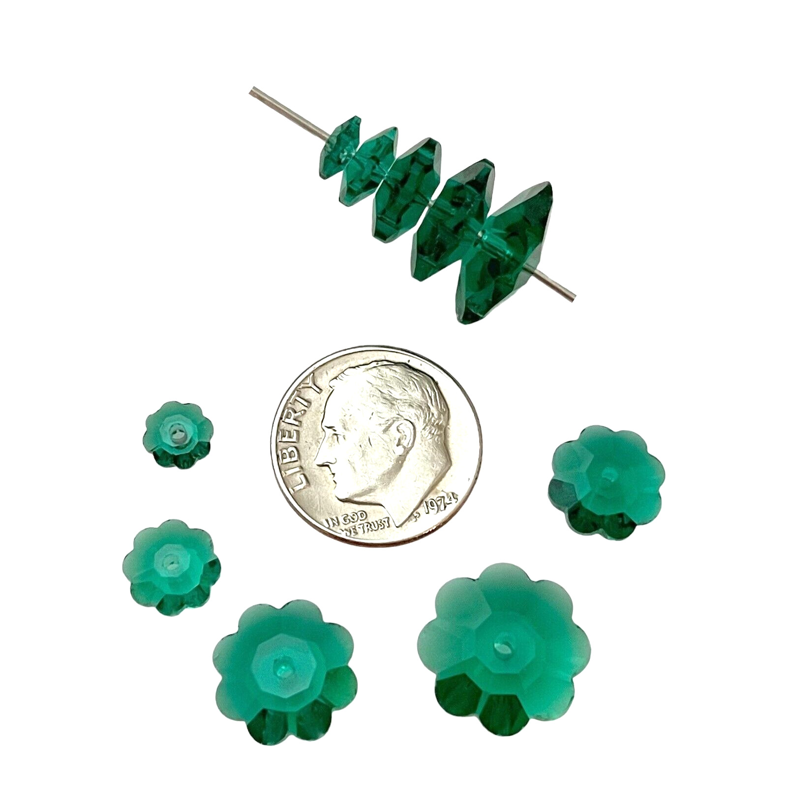 20 Marguerite Beads Emerald Green 6mm 8mm 10mm 12mm 14mm Lochrose Margarita