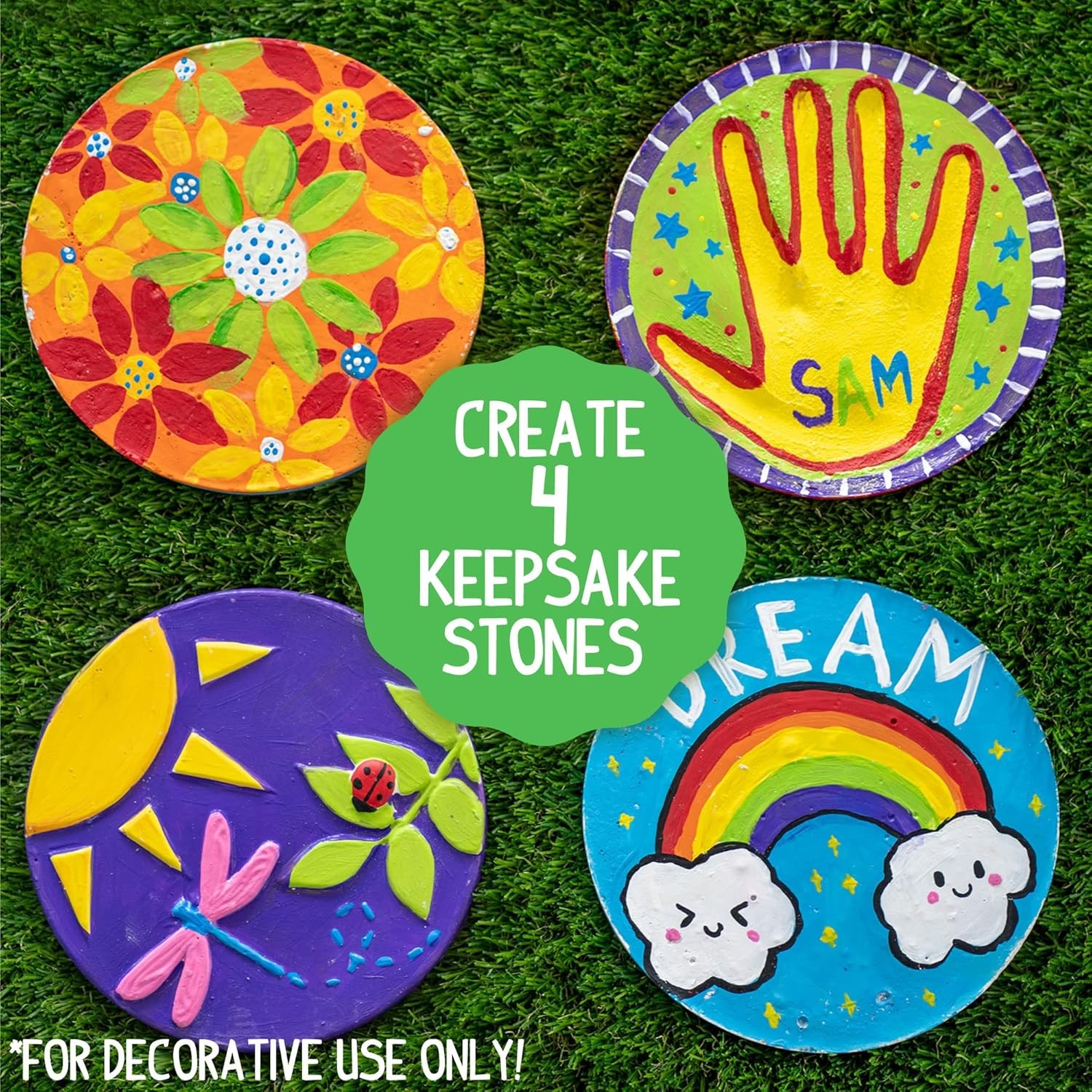 Made By Me Mix & Mold Your Own & Make 4 DIY Personalized Stepping Stones, Great