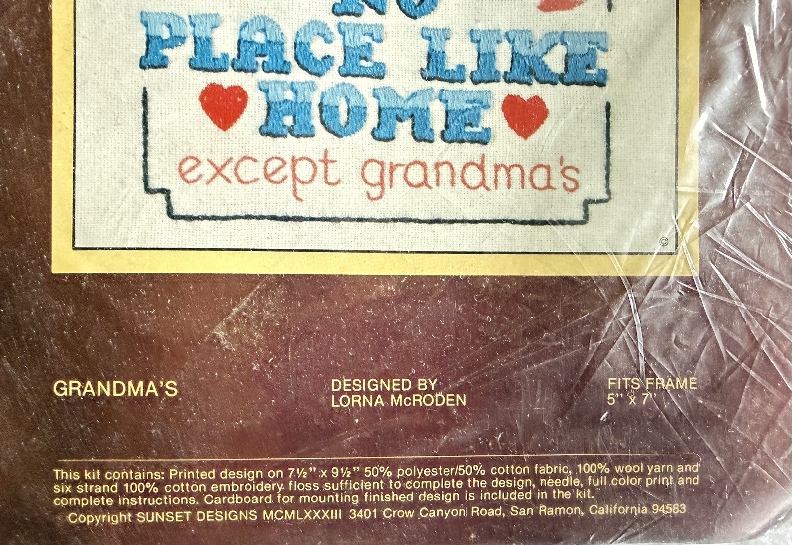 No Place Like Home Except Grandma’s 1983 Sunset Stitchery Kit 719 5″ x 7″