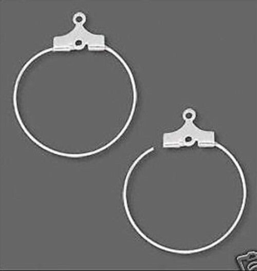 Beading Hoop, 100 Silver Plated Brass 30mm Round Beading Hoops with Loop & Hole