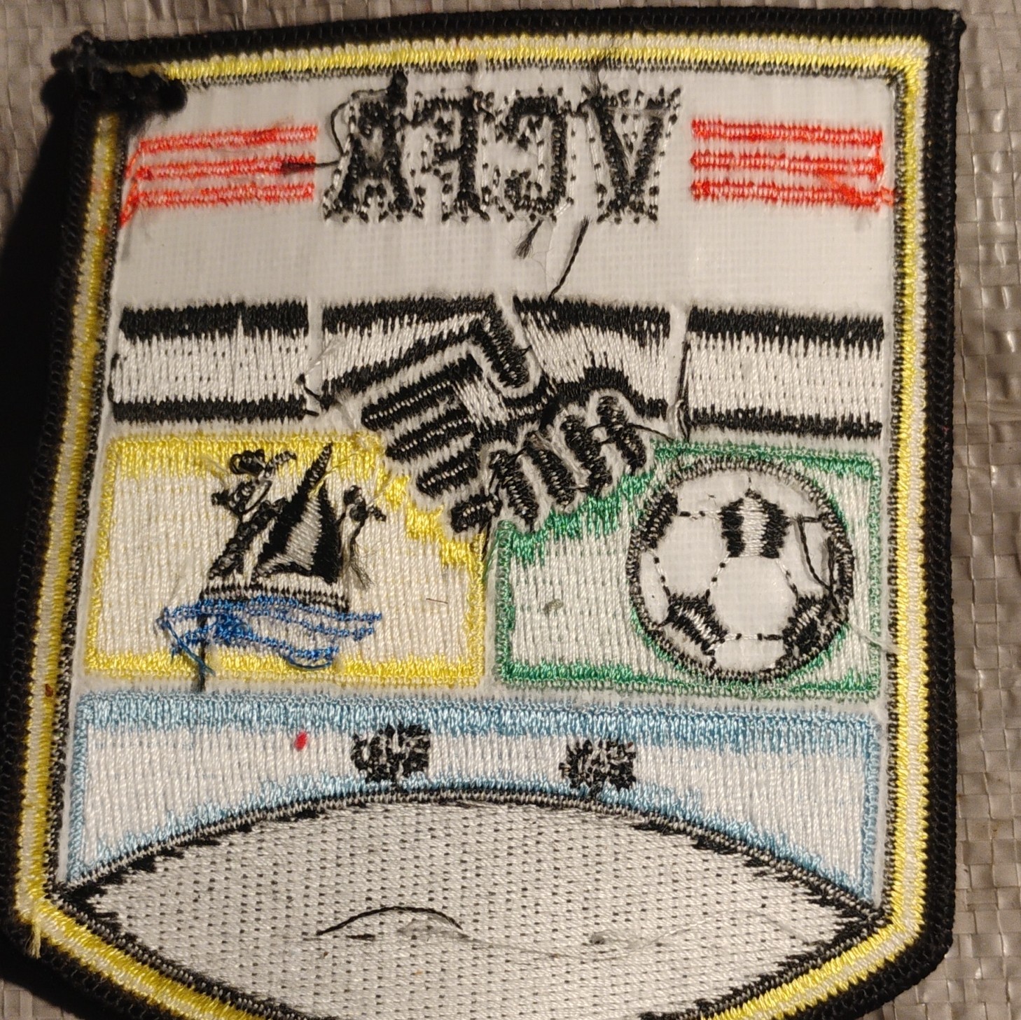 VCFA Crest Logo Embroidered Sew-On Patch w/ Soccer Ball Handshake Boat, Single