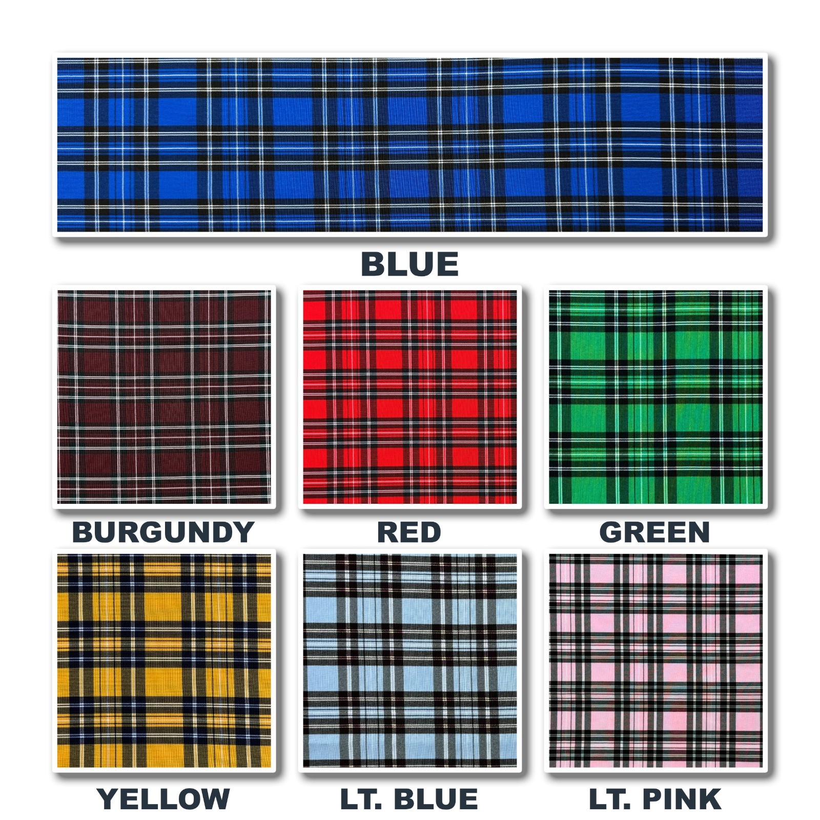 100% Polyester Plaid Poplin Weave 58″ Wide Fabric Wrinkle Resistant Non-Stretch