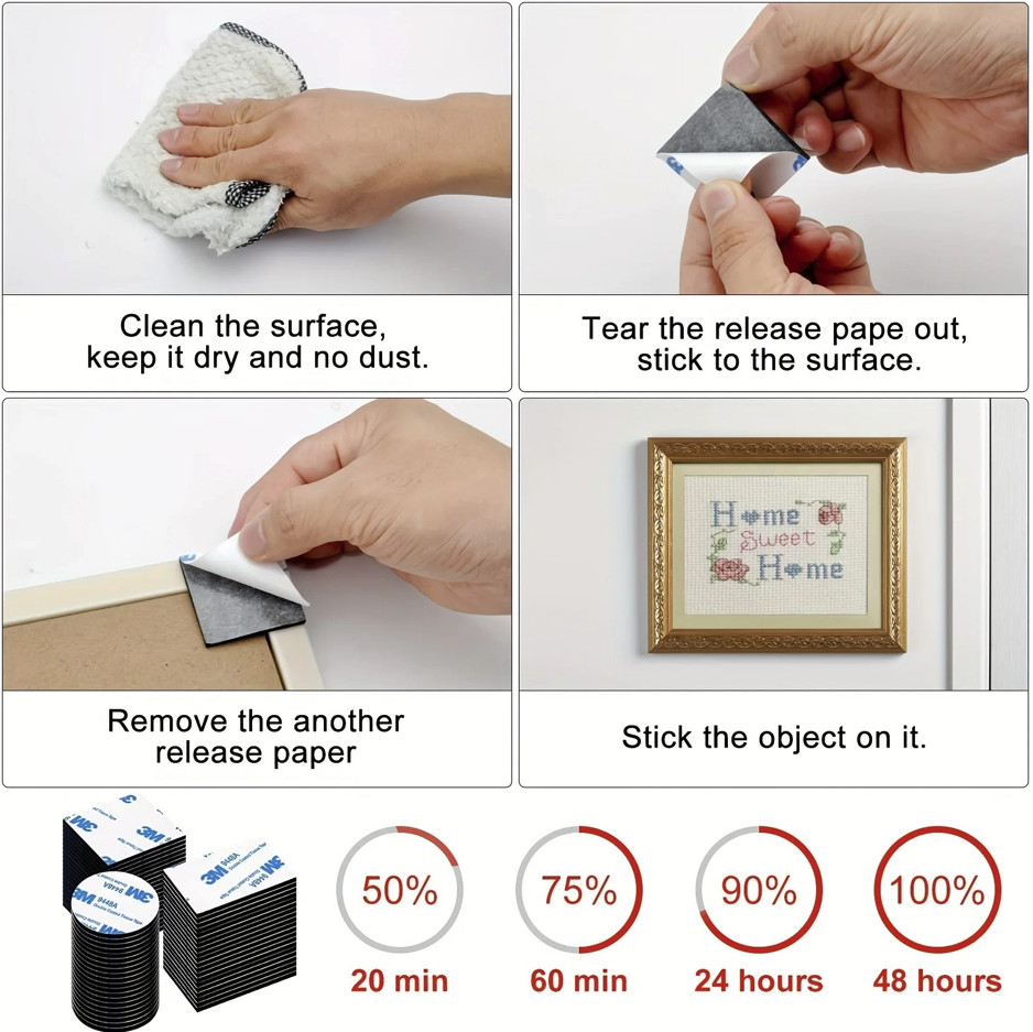 30pcs Double Sided Adhesive Tape: Strong Mounting Wall Tape for Home & Car – NEW