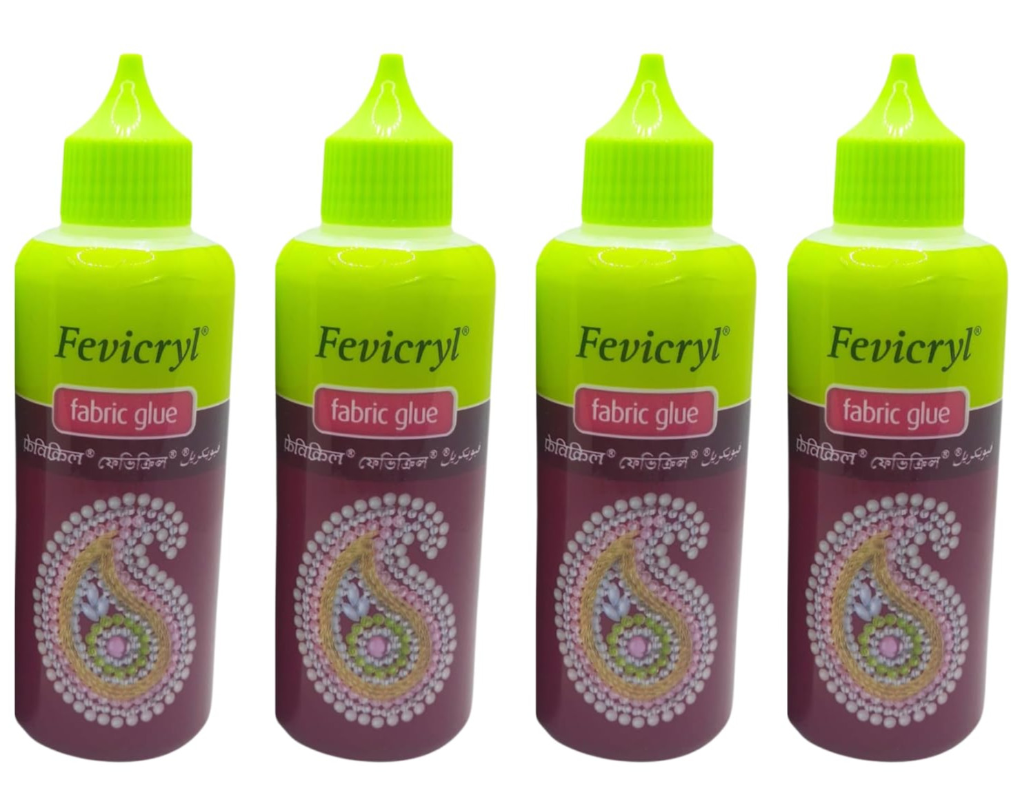 Pack of 4 Fevicryl Fabric Glue use for Mirror Work, Patchwork, Stones, Lace 80gm