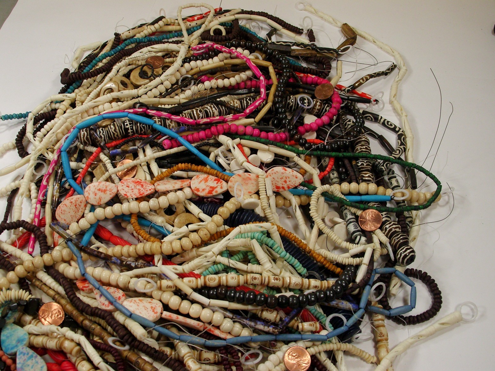 5 LBS Assorted Shapes and Sizes India Handmade Water Buffalo Bone Beads (EK-8) ⭐