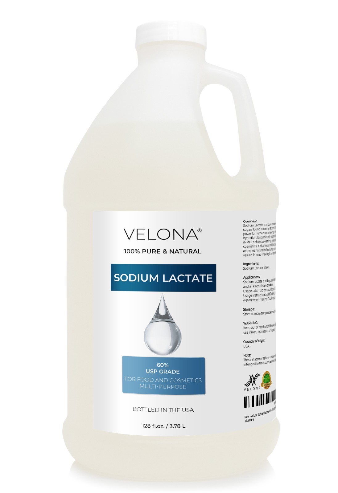 Velona Sodium Lactate 60%-2oz-7lb USP Grade Natural Preservative For Soap Making