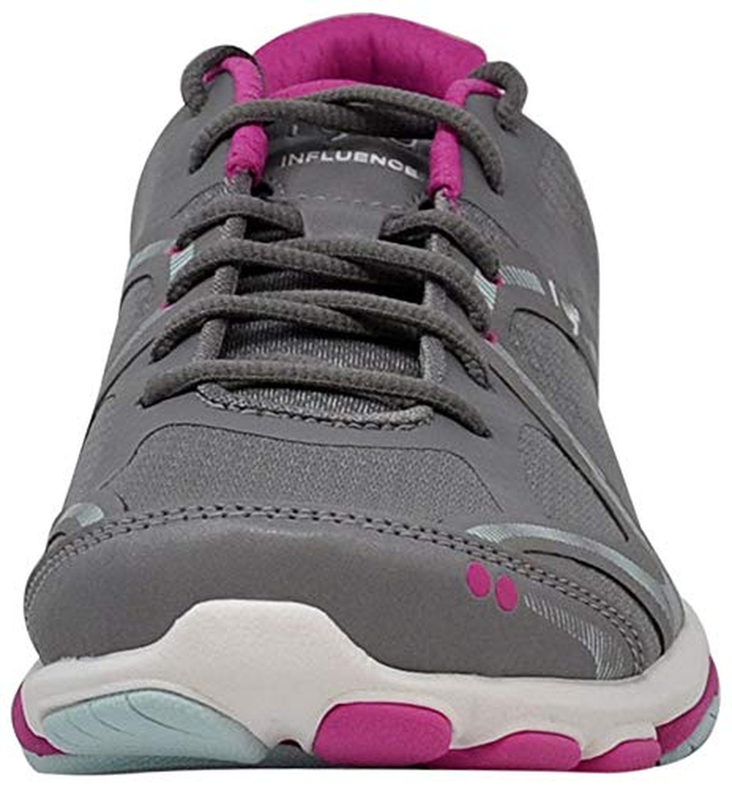 Ryka Women’s Influence Cross Trainer 8 Wide Frost Grey/Rose/Pale Aqua