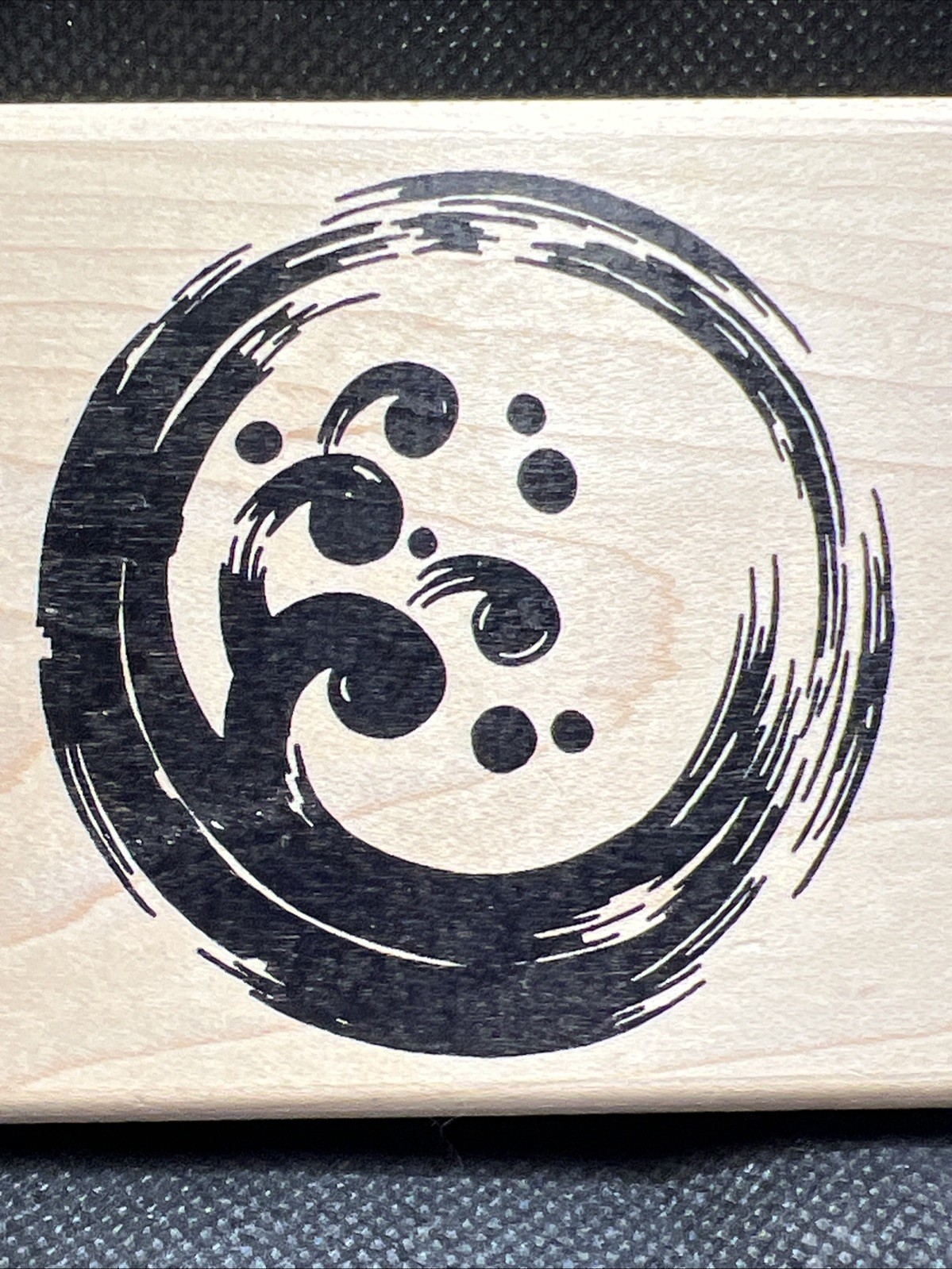 Judikins Water Spiral 5627G Wave Splash Asian Circle Wood Mounted Rubber Stamp