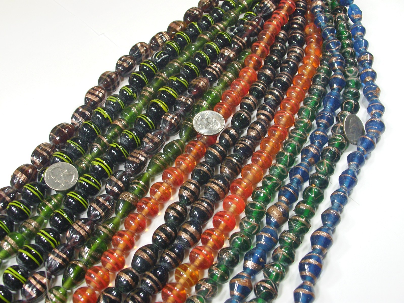 14 Strands (15″) Assorted Closeout India Handmade Glass Beads Lot (MQD-3)⭐