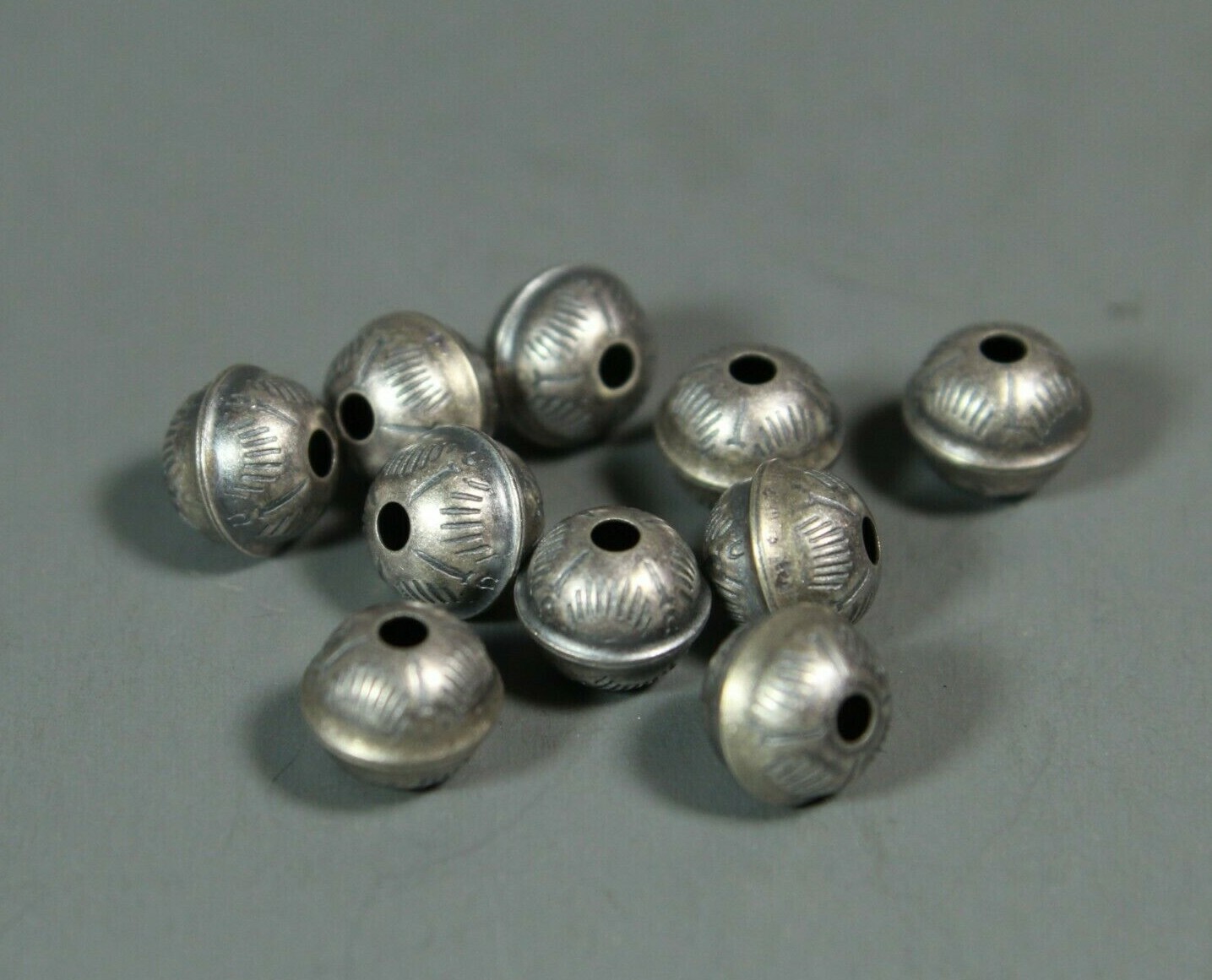 6mm Stamped Bench Beads 10pcs Sterling Silver Raised Seam USA