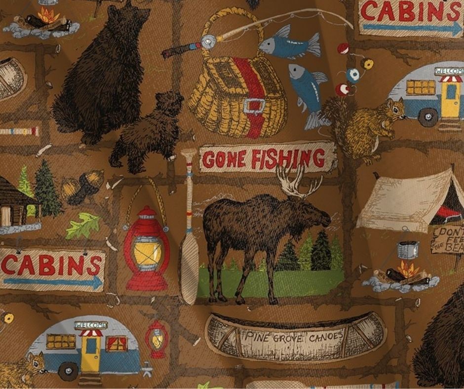 Pine Grove Main Brown C15930-BROWN 100% Cotton Fabric By the half yard