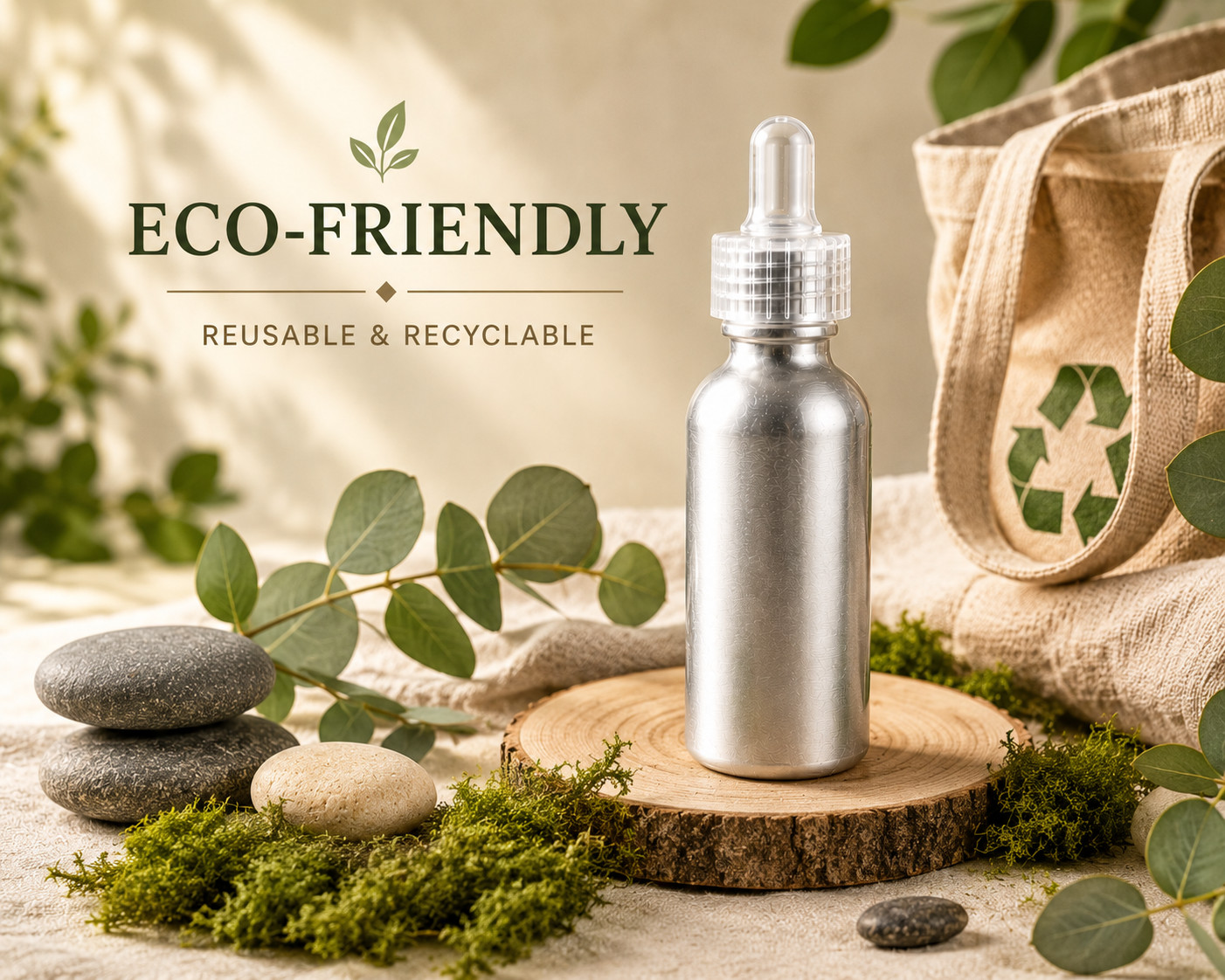 1oz/30ml Aluminum Dropper Bottle – w/Graduated 1ml Pipette – Child Resistant Cap