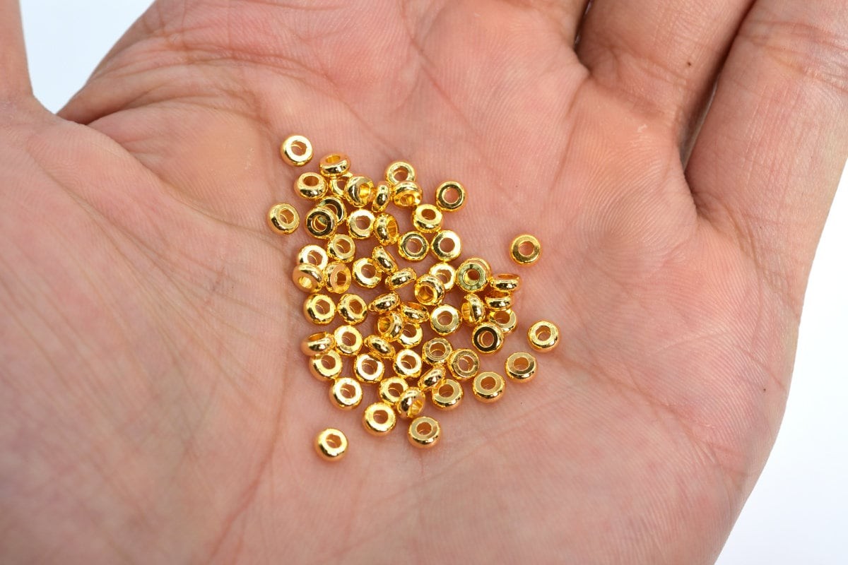 30 Pcs 4x2MM Gold Tone Rondelle Spacer Beads
