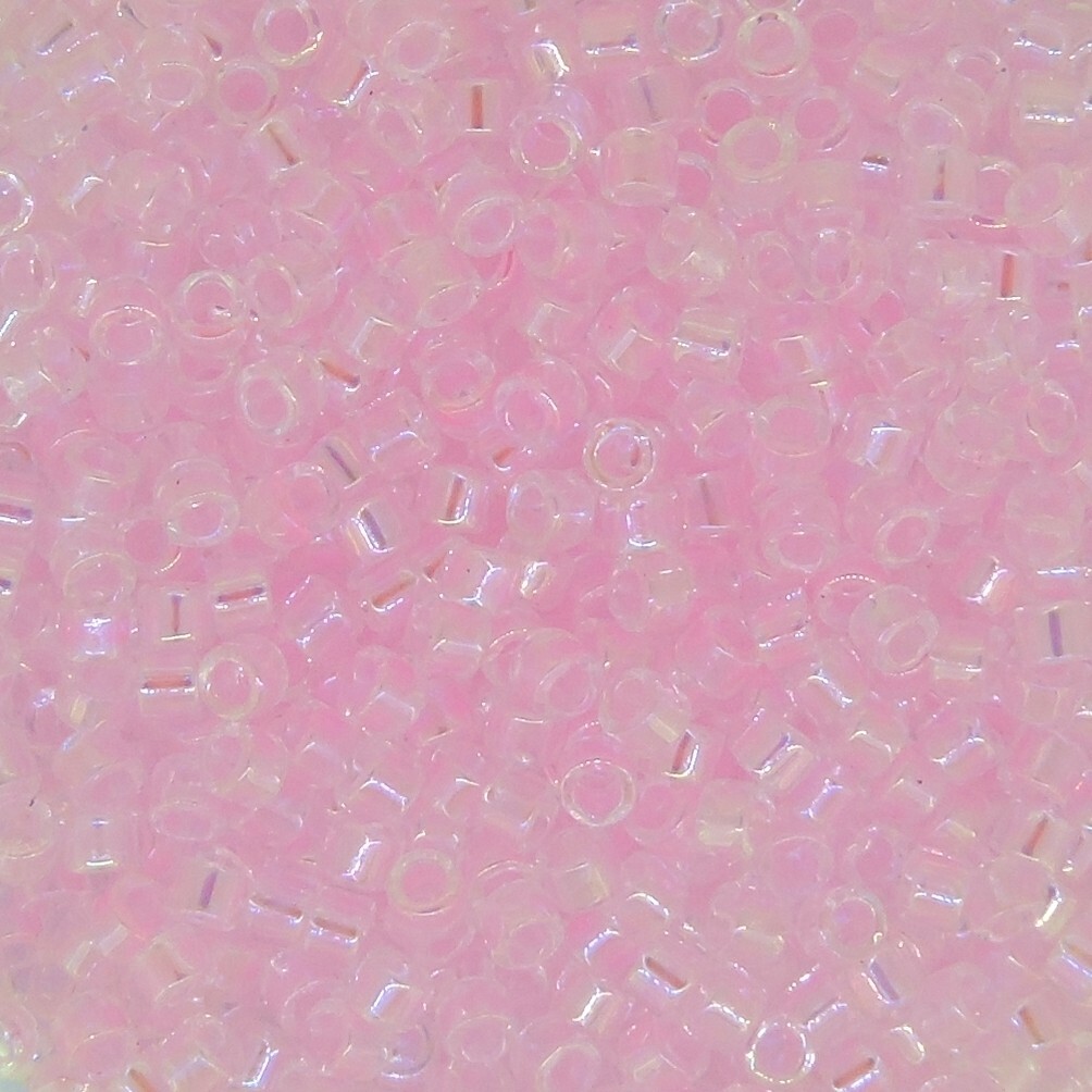 DB071 Miyuki Delica Seed Beads, Size 11/0 Soft Pink Lined Crystal AB 7GM Tube