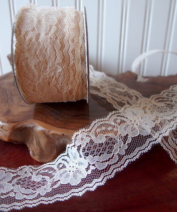 Ivory Pattern Lace Ribbon – 2″ wide x 25 yards