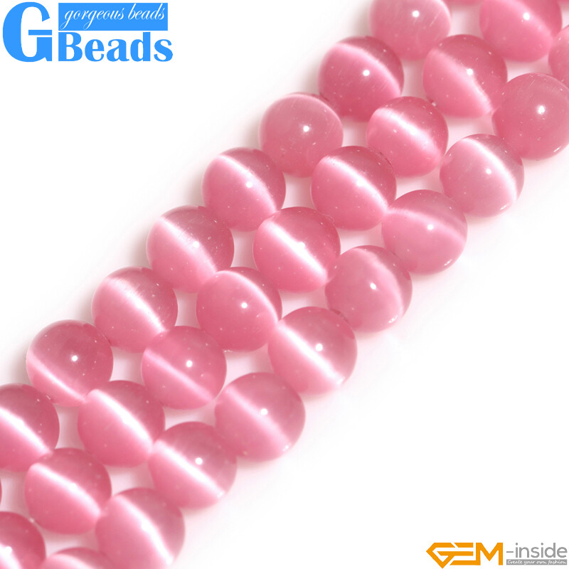 Assorted Colors Lab Created Cat’s Eye Round Beads Free Shipping Strand 14″