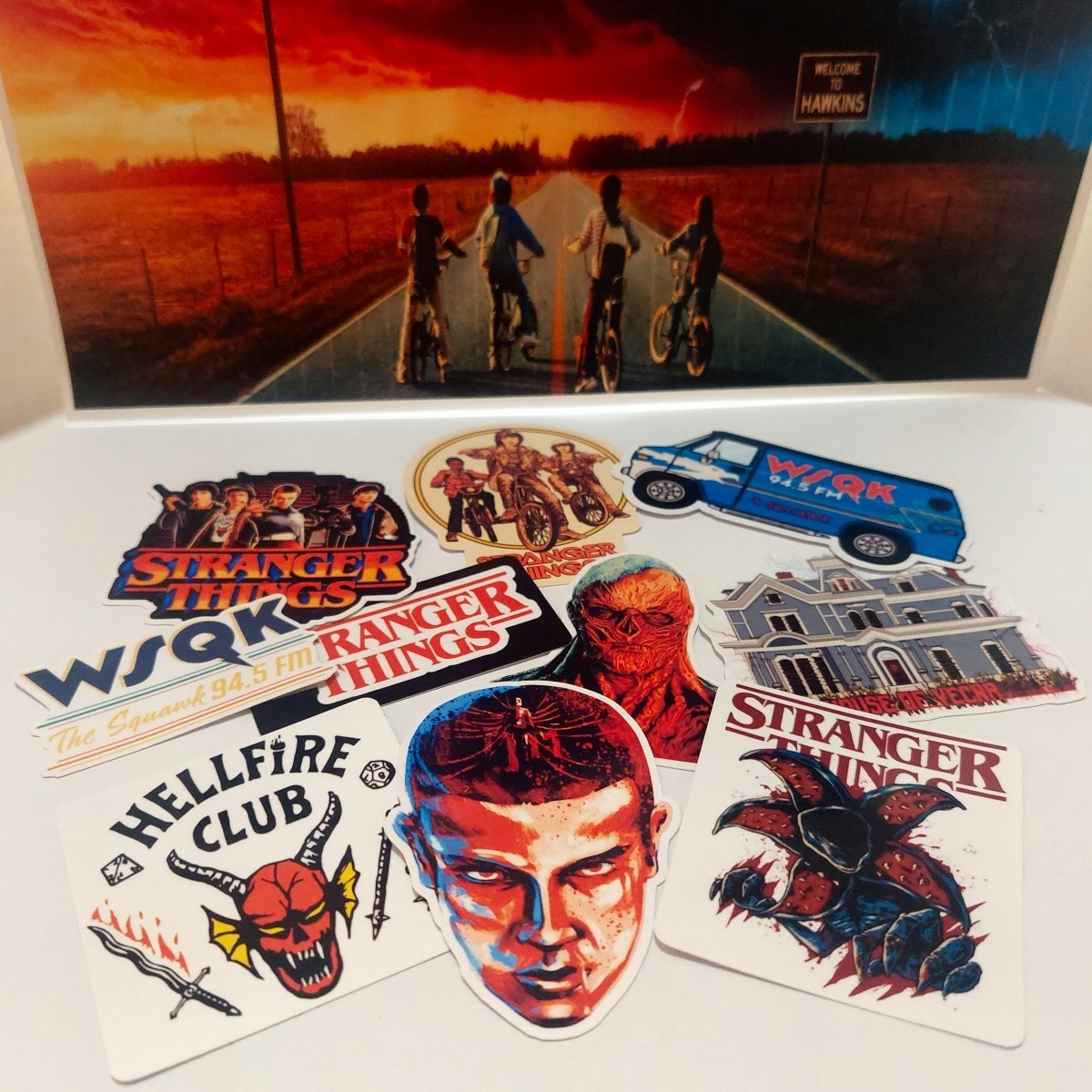 10 Stranger Things Waterproof Vinyl Stickers (Size 2 Inches Plus )