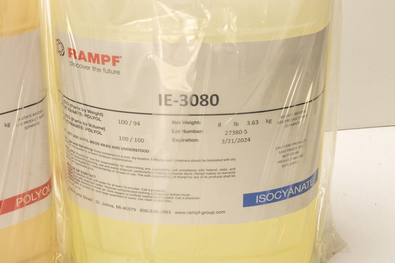 IE-3080 70D Rigid Polyurethane Liquid Plastic Casting Resin, Gallon Unit