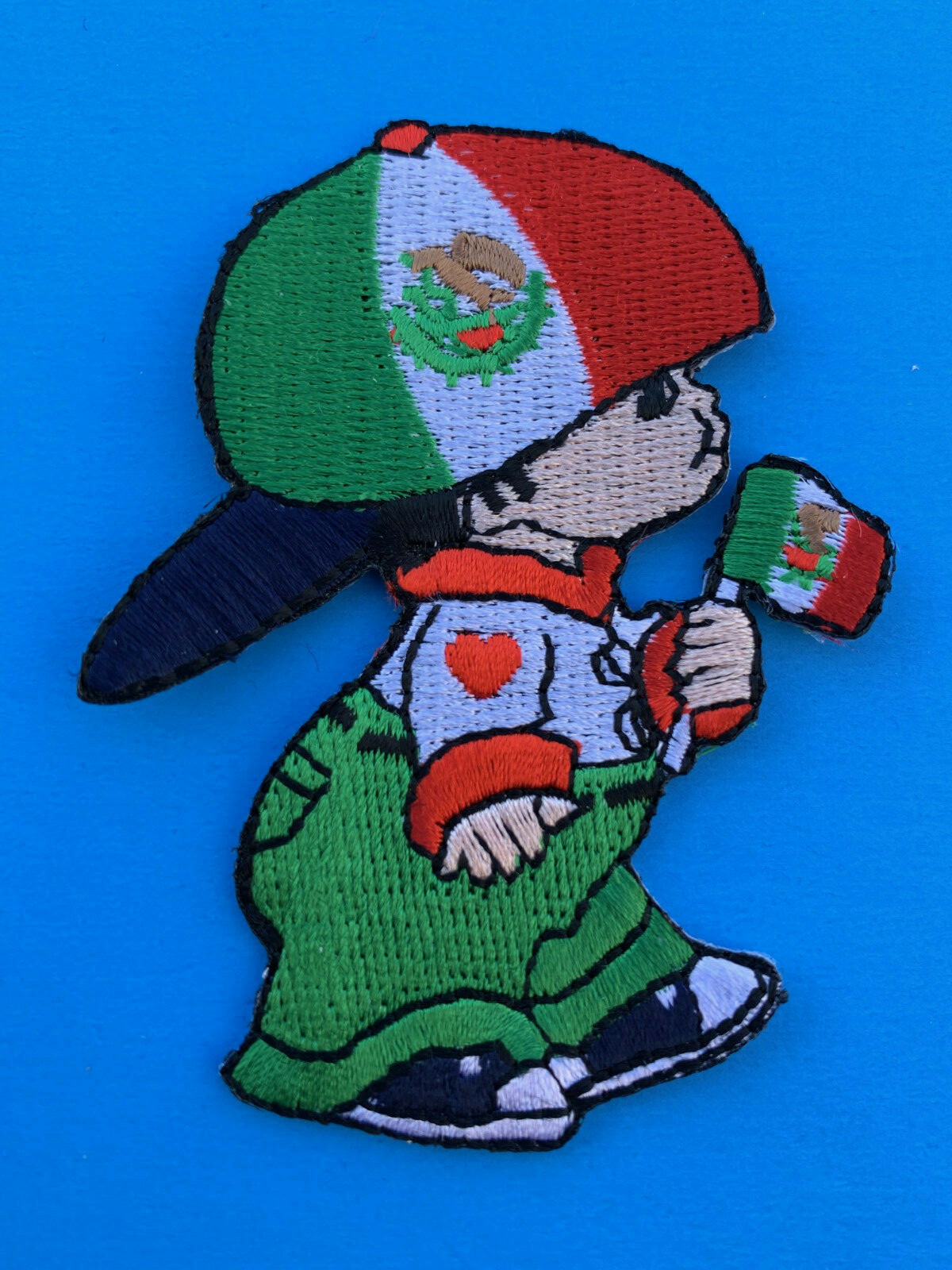 LG MEXICAN FLAG BOY PATCH IRON-ON SEW-ON EMBROIDERED MEXICO EMBLEM (3 x 2.75”)