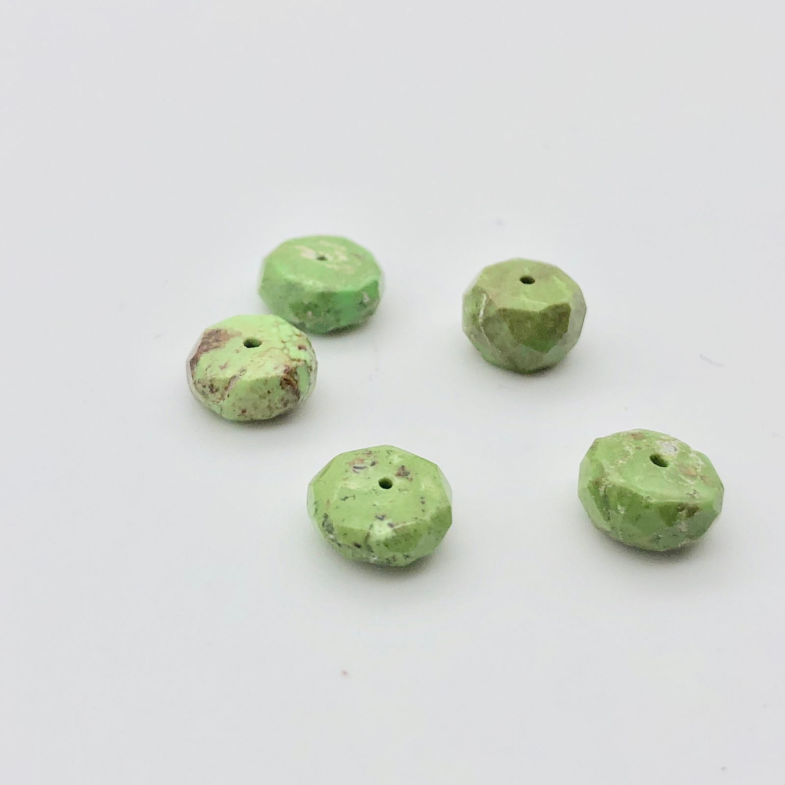 Natural Gaspeite Faceted Roundel Beads | 7x5mm to 7x3mm Green| Roundel | 2 Bds|