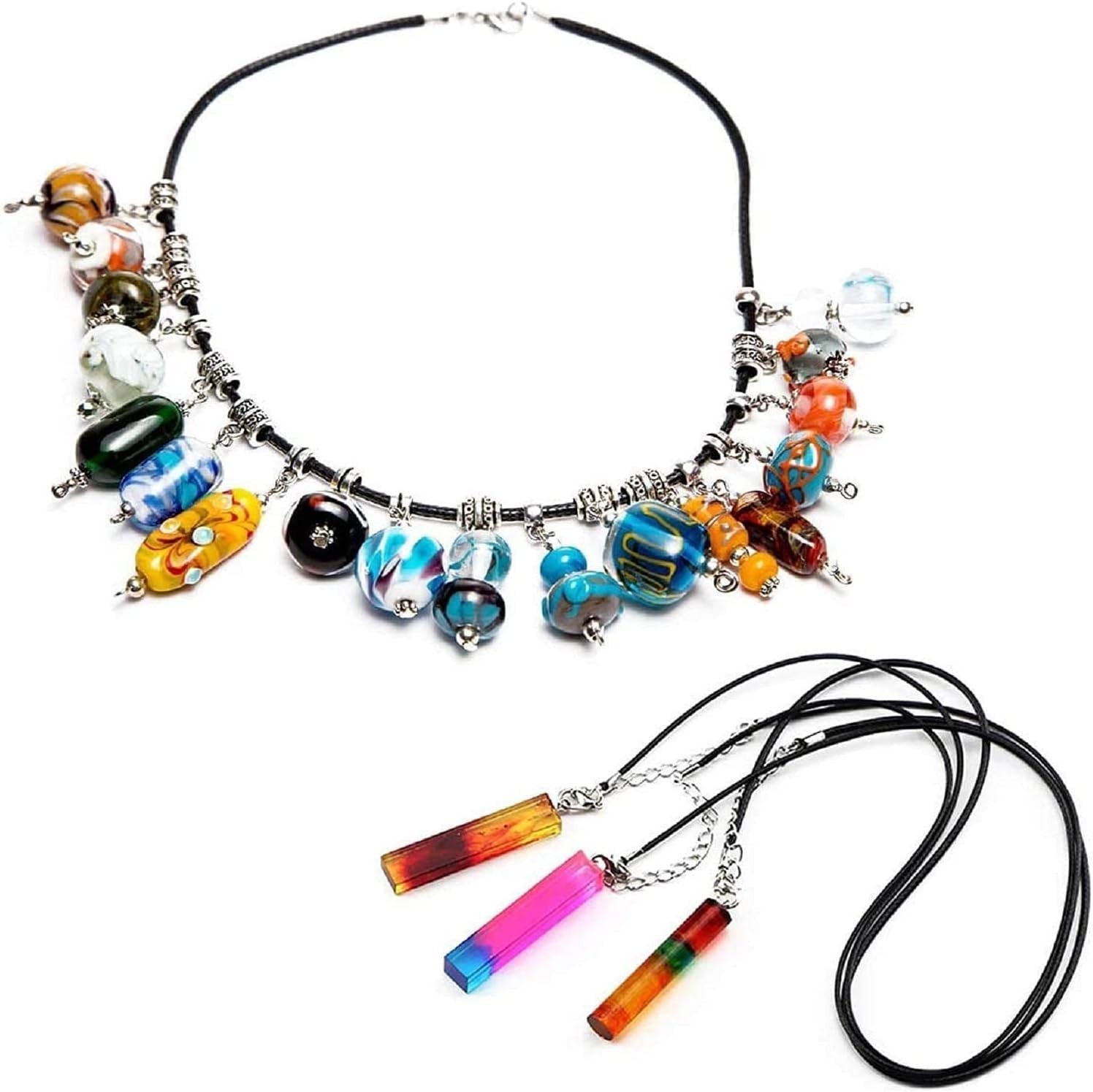 48 PCS Waxed Leather Cord, 6 Assorted Colors Rope Necklace with Clasp for Jewelr