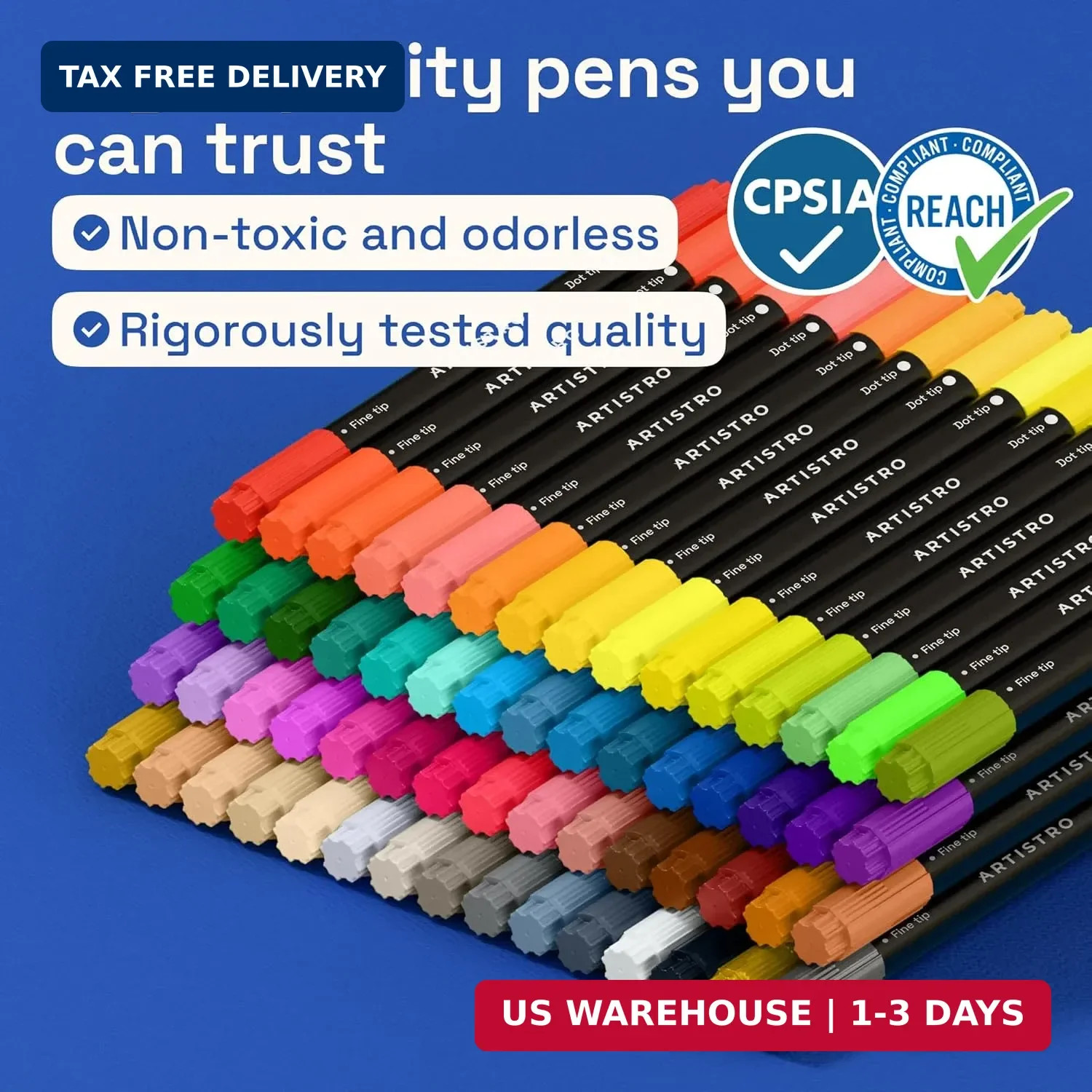 ARTISTRO 60 Precision Dual-Tip Acrylic Paint Markers – Paint Pens Set with Dot &
