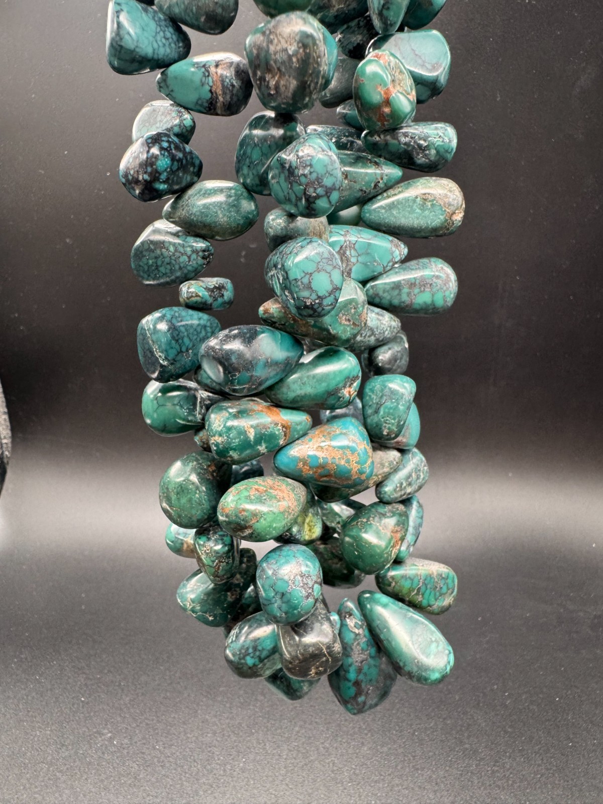Natural Blue Hubei Turquoise Teardrop Beads • Genuine Gemstone Spiderweb Strand