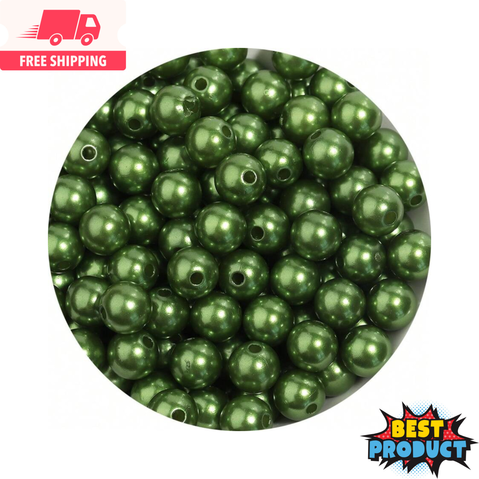 1000x Faux Pearl Beads Colorful Straight Hole 3-10mm Beads for Making Jewellery