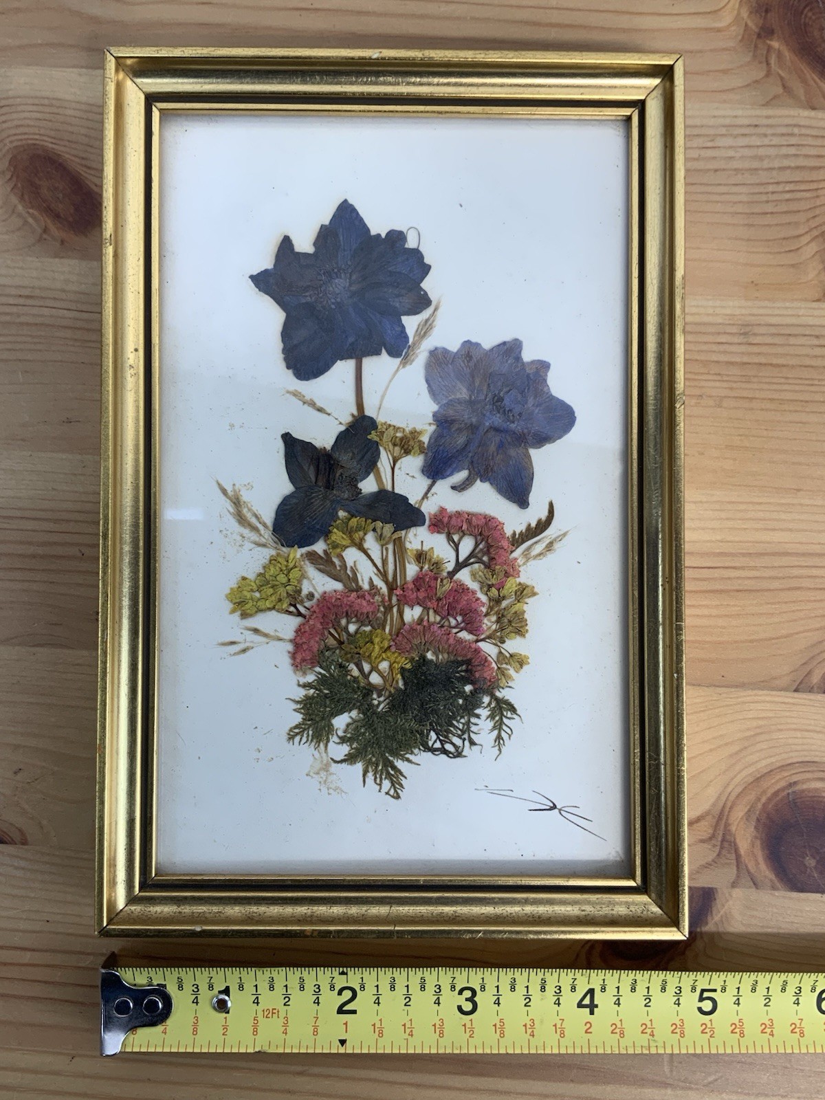 Vintage Austrian Pressed Flower Art Trio – Handmade Tirol Austria/signed