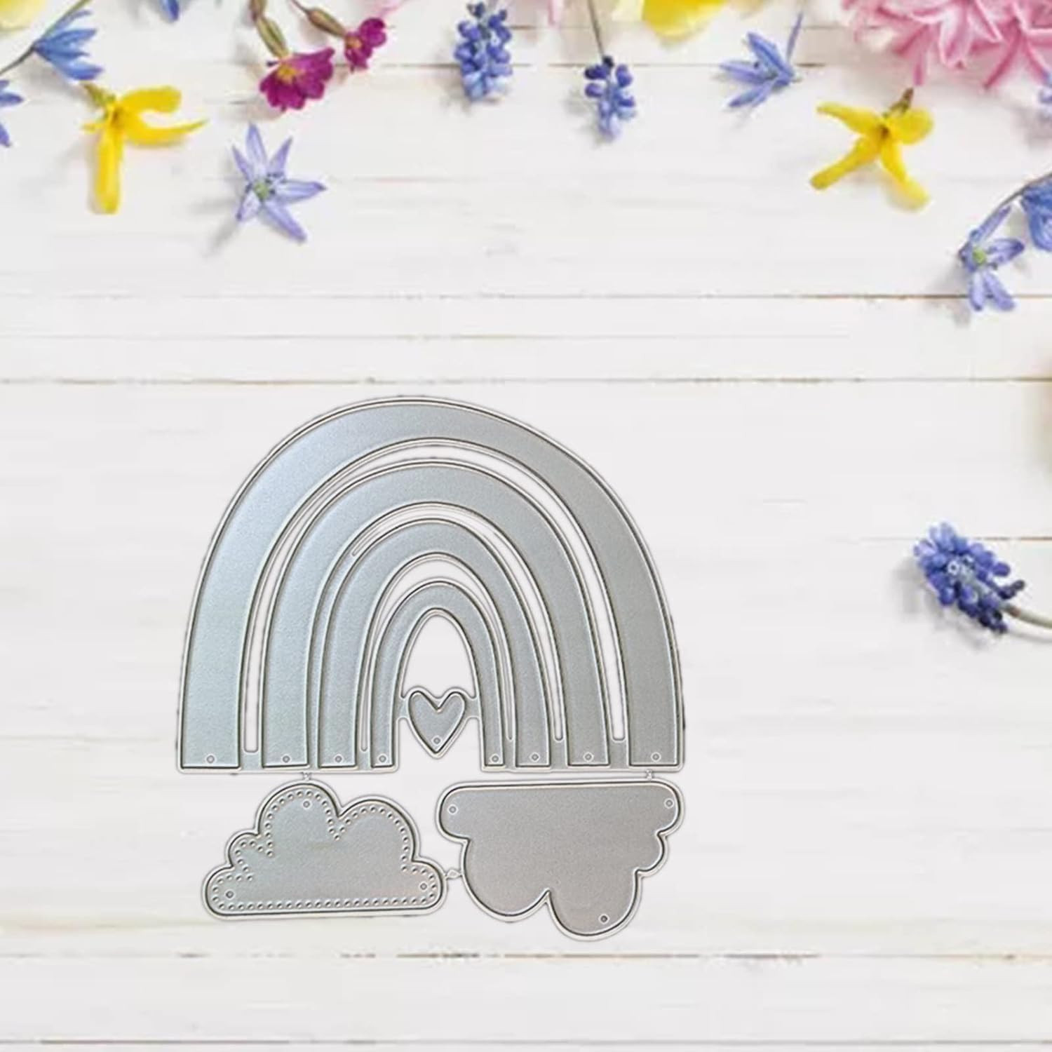 Silver Carbon Steel Cutting Die Metal Rainbow Cloud Love Heart Die Cut Mold Temp