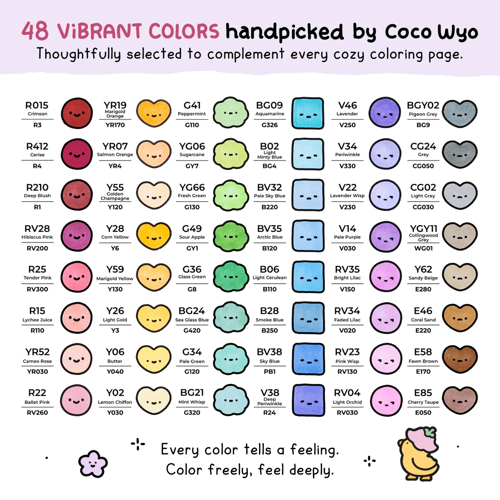 Ohuhu x Coco Wyo Cozy Mood Coloring Kit Honolulu B 48 Colors Alcohol Markers NEW