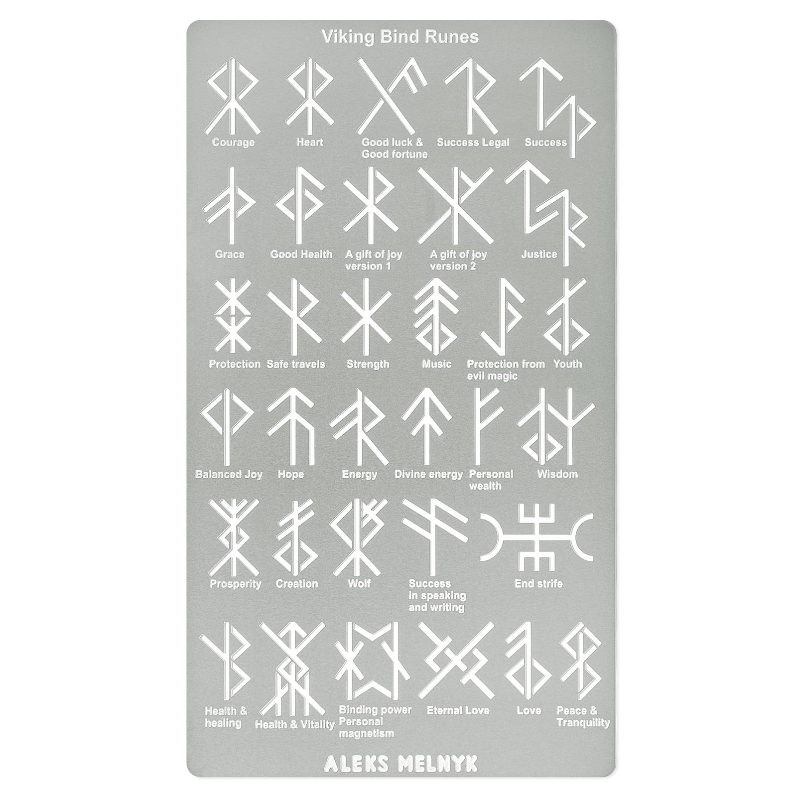 Aleks Melnyk No.412 Metal Stencil, Viking Bind Runes Generator, 4 x 7 inch