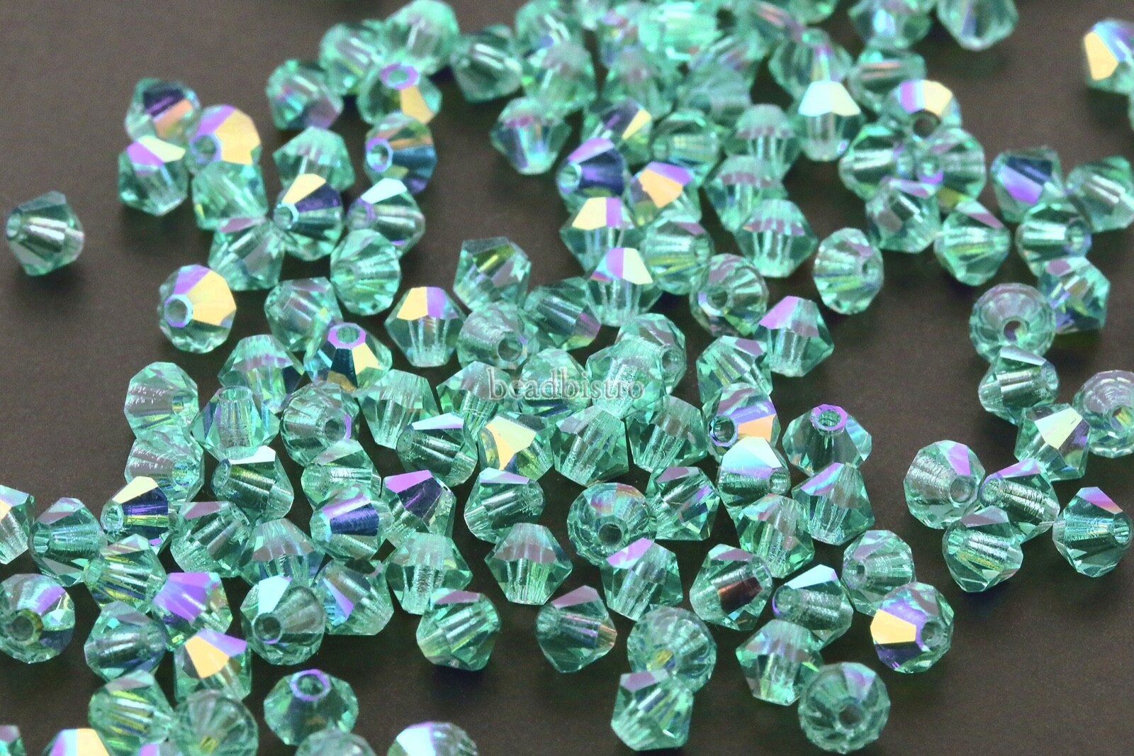 Preciosa Bicones Caribbean Sea AB 3mm, 4mm, 6mm Crystal Bicones