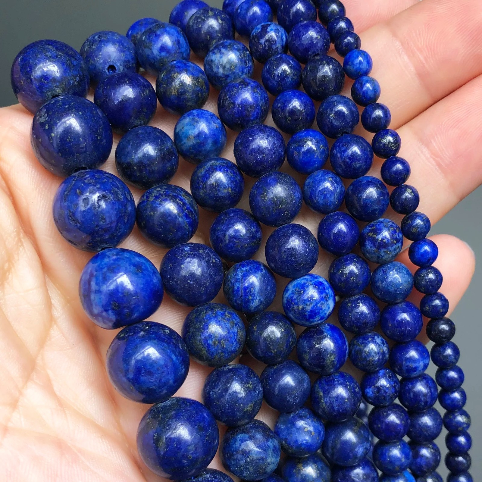 Blue Lapis Lazuli Round Beads 15″ Strand 2mm 3mm 4mm 6mm 8mm 10mm 12mm 14mm