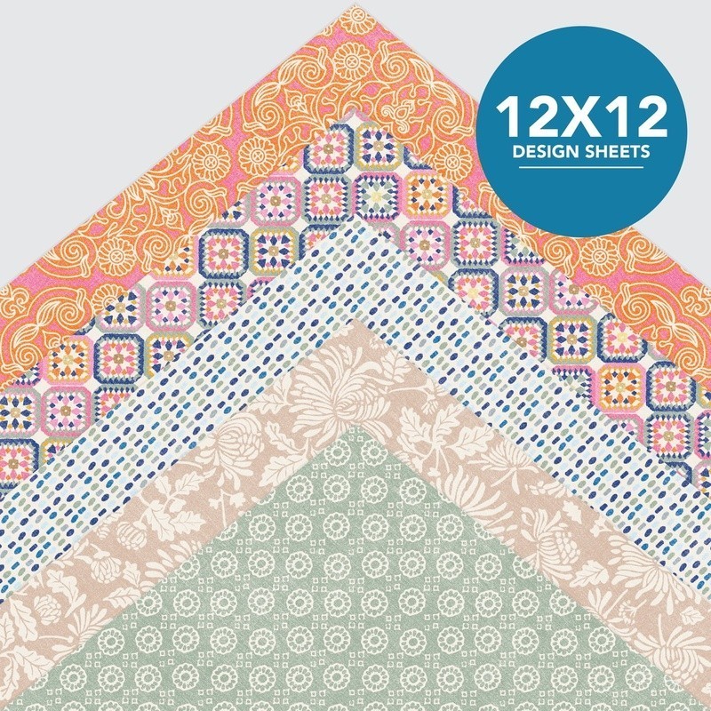 Bohemian Scrapbook Paper Pad 50 Sheets 12×12 Vibrant Patterns DIY Crafts New