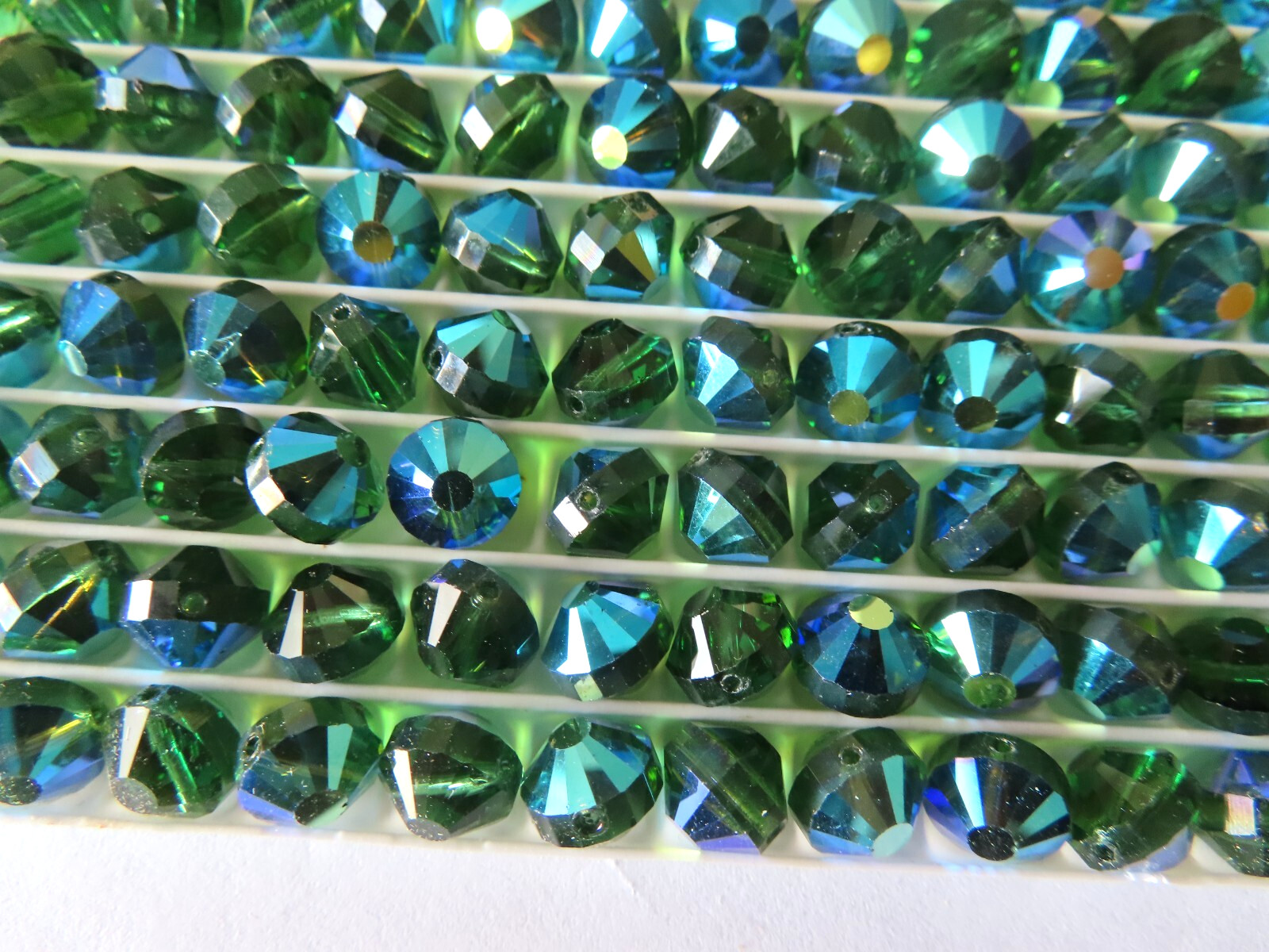 Factory Box 144 Swarovski Crystal tablet beads 8mm Green Turmaline AB. #5101