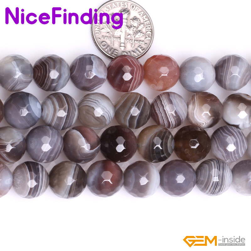 Natural Botswana Agate Round Faceted Beads Jewelry Making 15” 6mm 8mm 10mm 12mm