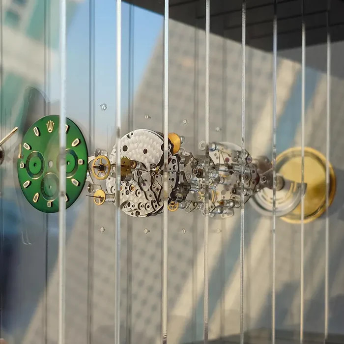 Timeless Transparency™, 3D Disassembled Mechanical Watch Artwork, Golden Cash