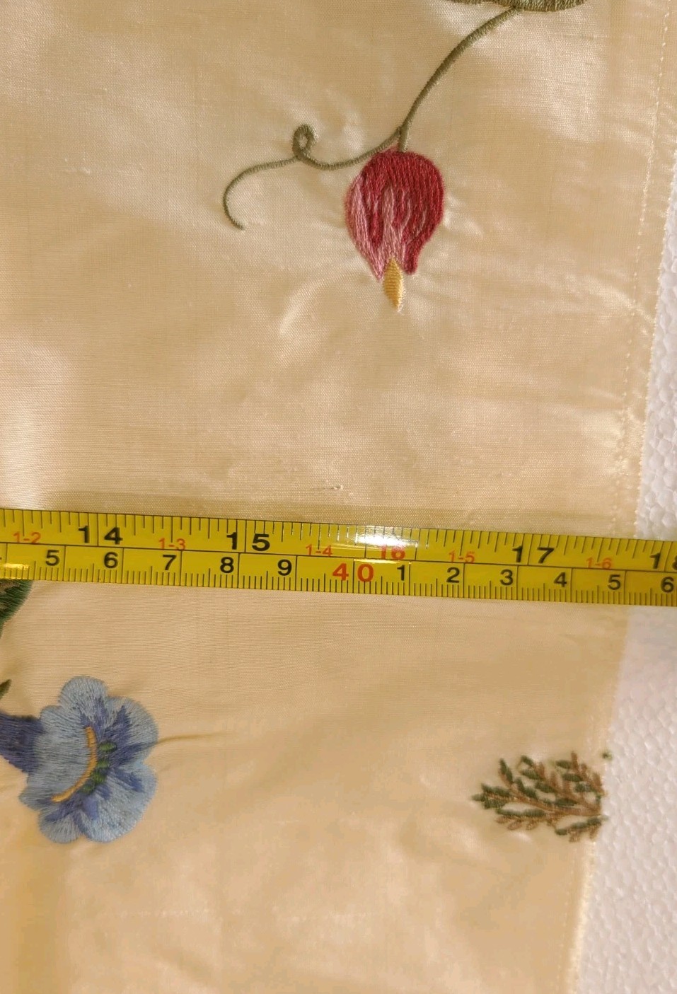 Designer Fabric Silk Samples Floral Butterfly Embroidered Cream Green Rose India