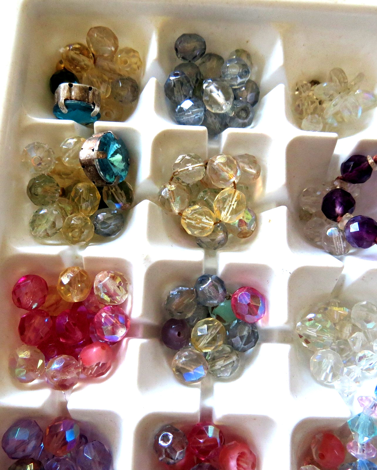 Vintage Glass Crystal Bead Lot Purple Blue Clear AB and some stragglers