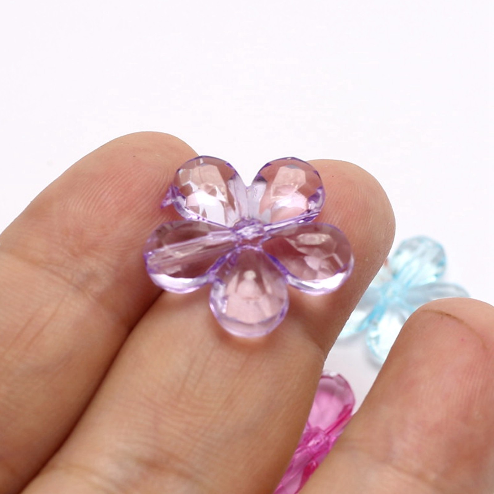 Craft DIY Mixed Colour Transparent Acrylic Charm Beads Various Rose Flower Shape