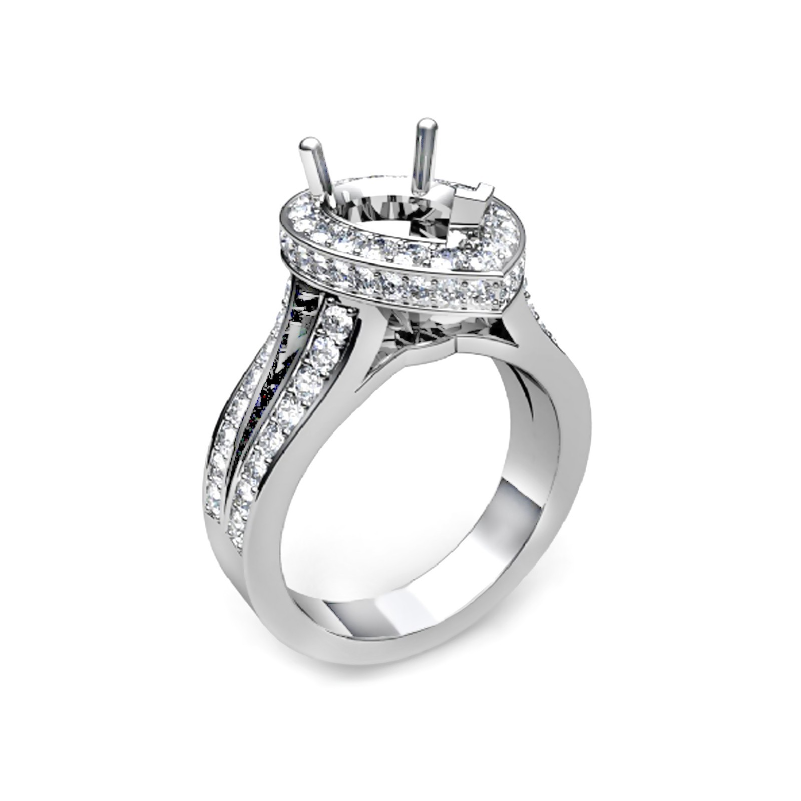 Pear 8x6mm Semi Mount Ring 925 Sterling Silver Women Engagement Ring Setting