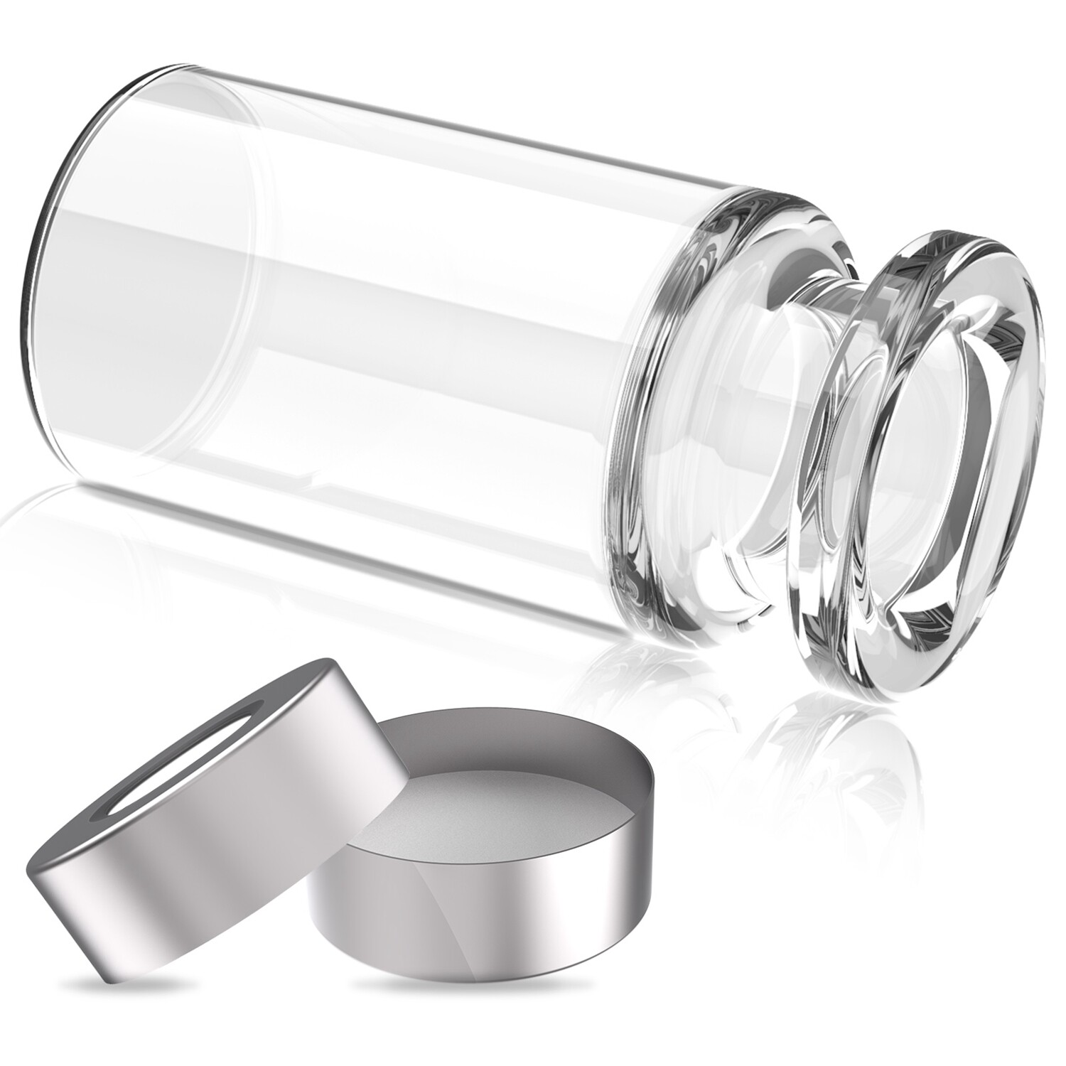 100PCS Lab Sample Vials 10ml Small Glass Bottle Mini Jars+Aluminum Crimp Lid Top