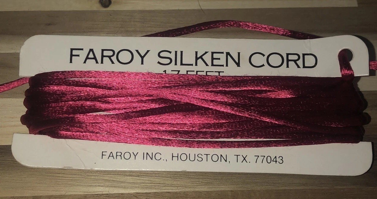5yds vintage NOS Silken Cord Gimp fabric Trim Jewelry magenta fuchsia Silk Faroy