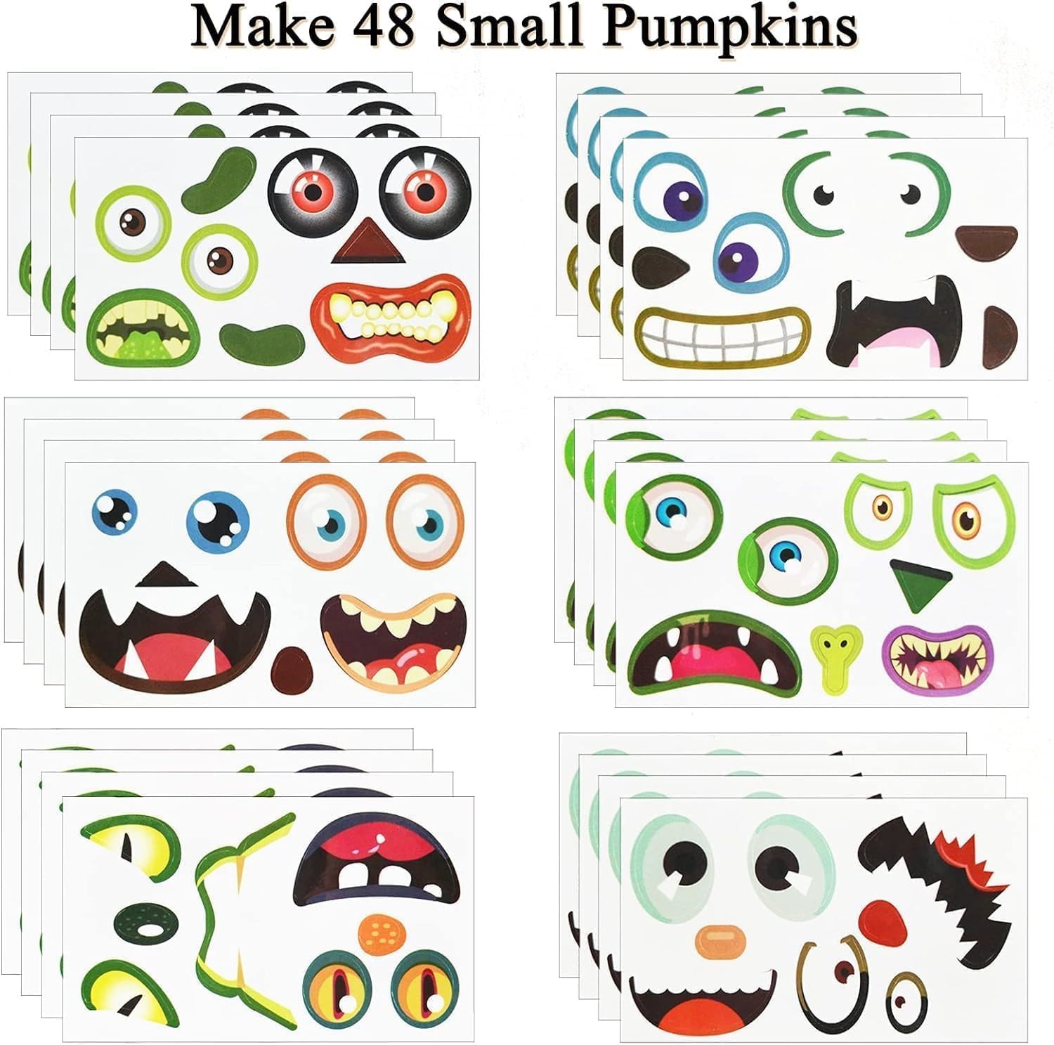 Halloween Pumpkin Decorating 5×3 inches, 48 Stickers