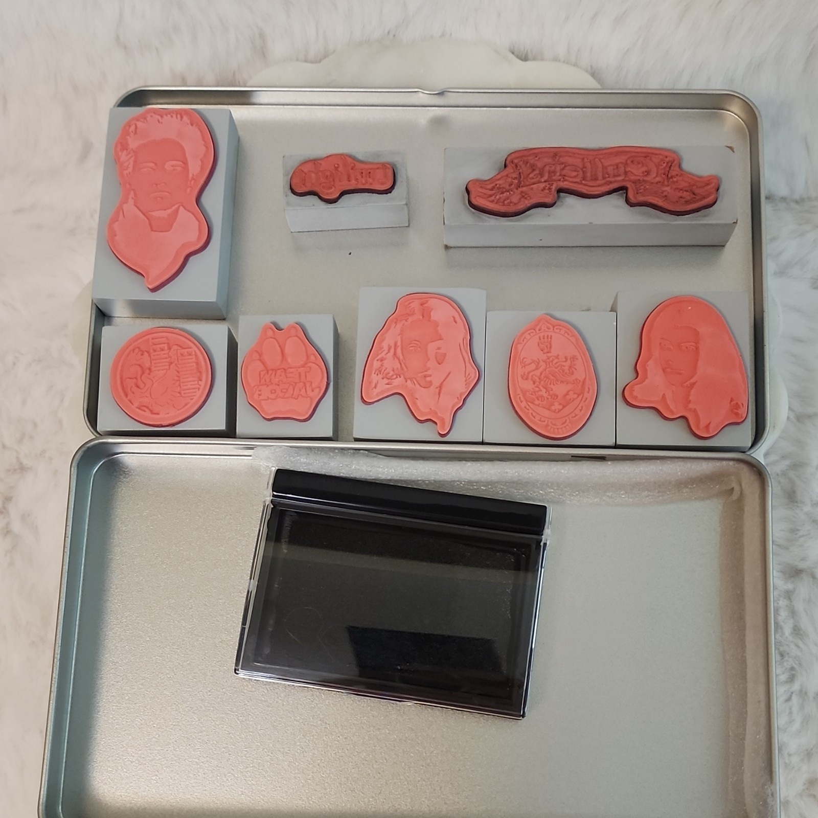 NECA Twilight Rubber Mounted Stamp Set w/ Ink Pad in Tin, Assorted Stamps