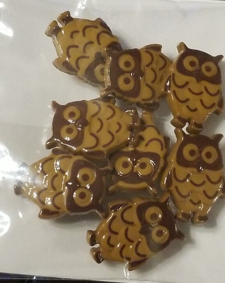 1 Pack Owl Buttons 8 Brown Owl Buttons Cute Kawaii